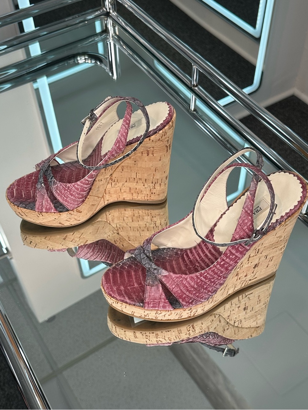 Prada Ombr Snake Cork Wedge - image 6